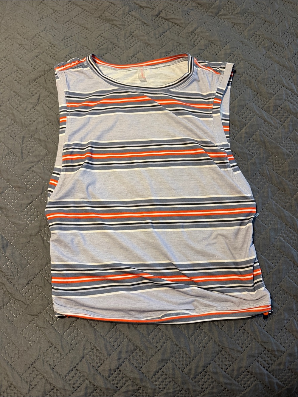 FP Movement by Free People Gray Tank Top with Orange & Navy Stripes